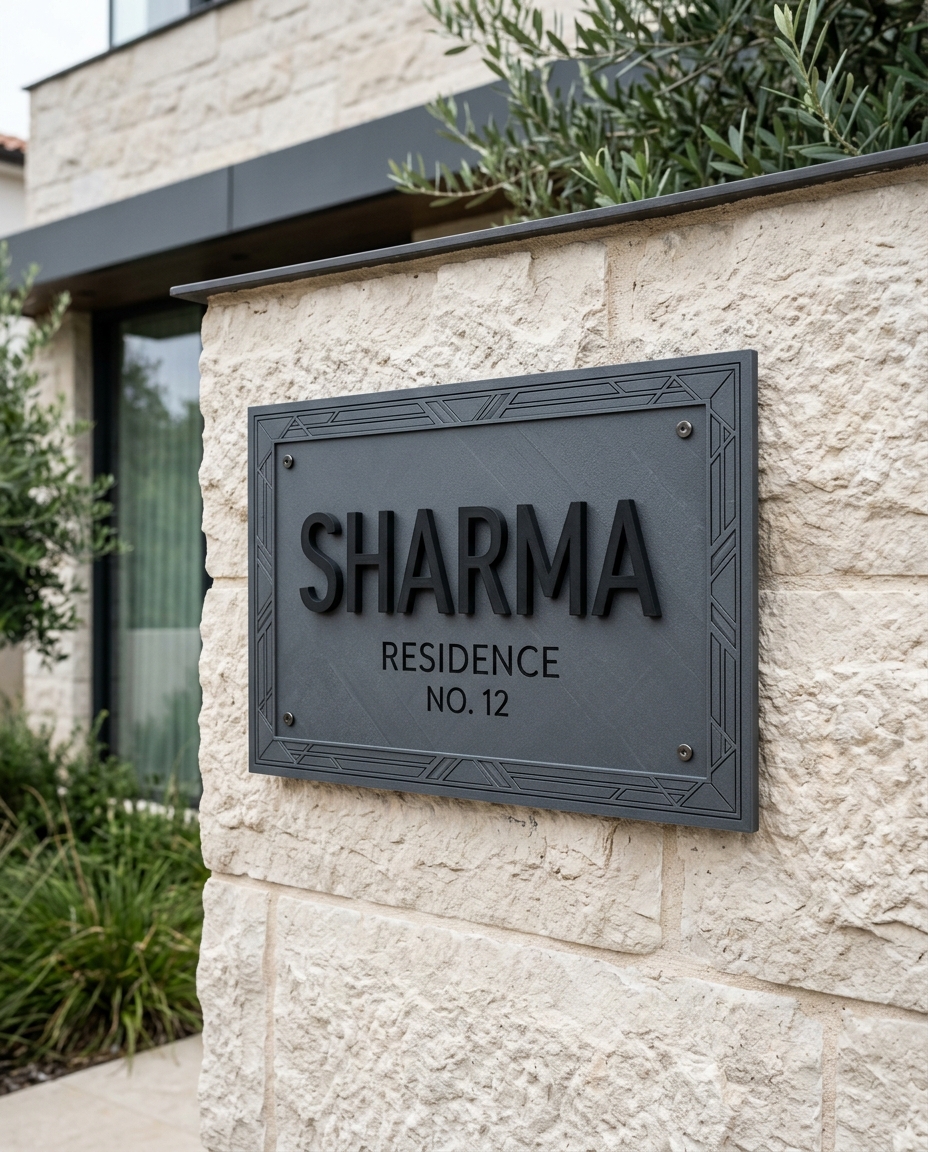 Contemporary Villa Entrance Signage